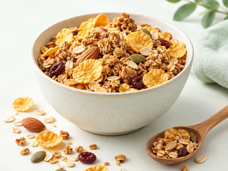 Granola artesanal e cereais integrais